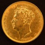King George IV, Sovereign, 1825, Bare head, date below l. R. crowned shield, edge milled, gold,