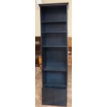 Black ash veneered open bookcase designed by Monster Designs for Loma Meadows, 53cm wide.