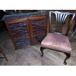 Mahogany astragal glazed two door bookcase top and George III single dining chair Condition