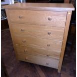 Modern oak chest of five drawers Condition reports are not available for our Interiors Sale.