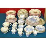 A collection of Luneville pottery, Royal Worcester blue dragon tea and coffee ware, Copeland