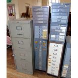 Howden four-draw filing cabinet and 6 Bisley and Stor small cabinets Condition reports are not