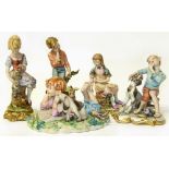 Five Capo Di Monte figures of children Condition reports are not available for our Interiors Sale.