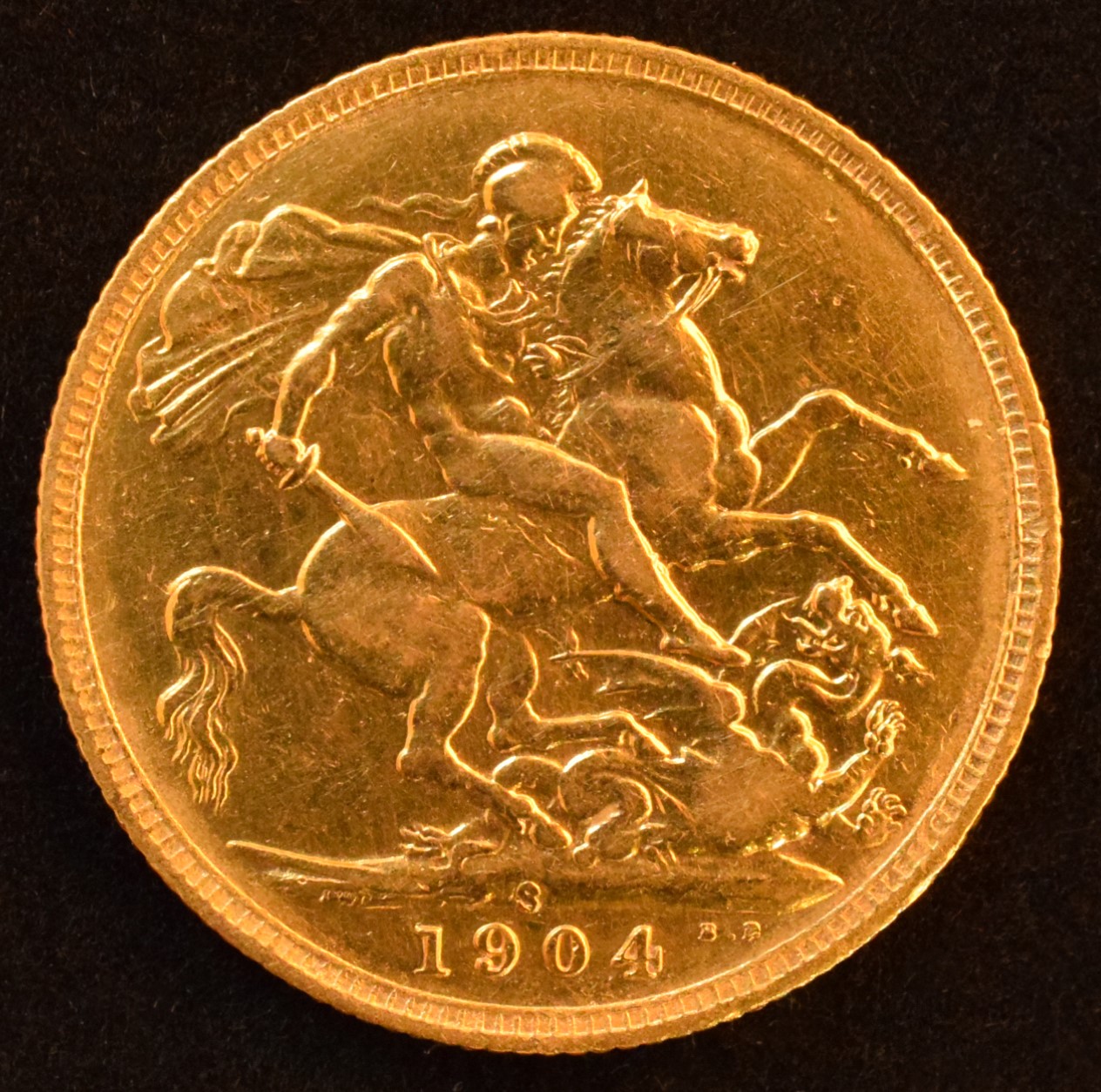 King Edward VII, Sovereign, 1904, Bare head r. R. St. George and dragon, Sydney Mint, edge milled, - Image 2 of 2