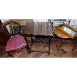 oak early 20th century occasional table, oak snap top wine table, parlour chair and small tray