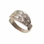 Diamond two row ring, size J, gross weight 4.3g Condition reports are not available for our