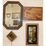 Small gilt framed mirror (label to back A. Tomkinson, picture framer, 27 Beam Street, Nantwich),