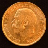 King George V, Sovereign, 1912, Bare head l. R. St. George and dragon, London Mint, edge milled,