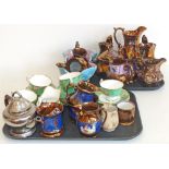 English porcelain part tea set with lime green and floral decoration and a quantity of Welsh