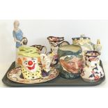 Three Masons "Mandalay" graduated vases and plate, three Royal Doulton character jugs "The