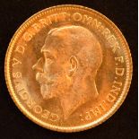 King George V, Half-Sovereign, 1916, Bare head l. R. St. George and dragon, Sydney Mint, edge