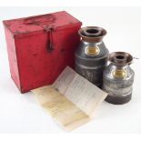 Hardware Plate Co. Ltd pint/quart test measure set with 1959 London county council certificate