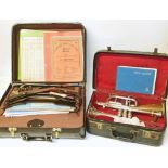 Besson and Co. class A cornet with case and another case music Condition reports are not available
