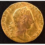 King George III, Quarter-Guinea, 1762, Laureate head r. R. crowned shield, edge milled, gold, weight