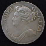 Queen Anne, Shilling, 1709, Third draped bust l. R. Crowned cruciform shields, angles plain, edge
