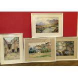 G. Goodall four framed watercolour scenes. Condition reports are not available for our Interiors