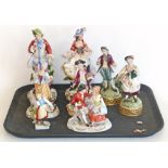 Eight continental porcelain figures Condition reports are not available for our Interiors Sale.