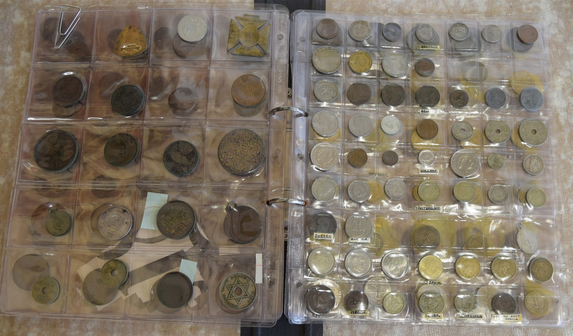 Two large albums of British and foreign world coins to include George II, III, V, VI, Victoria, - Image 14 of 20