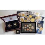 Large collection of cased commemorative coins to include 2012 set to £5, Gibraltar 2016 £100,