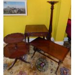 Edwardian mahogany torchere, reproduction dumb waiter, sofa table and coffee table Condition reports