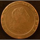 King George III, Twopence, 1797, Soho Mint, Birmingham 'Cartwheel' coinage, copper, weight 56.5g,