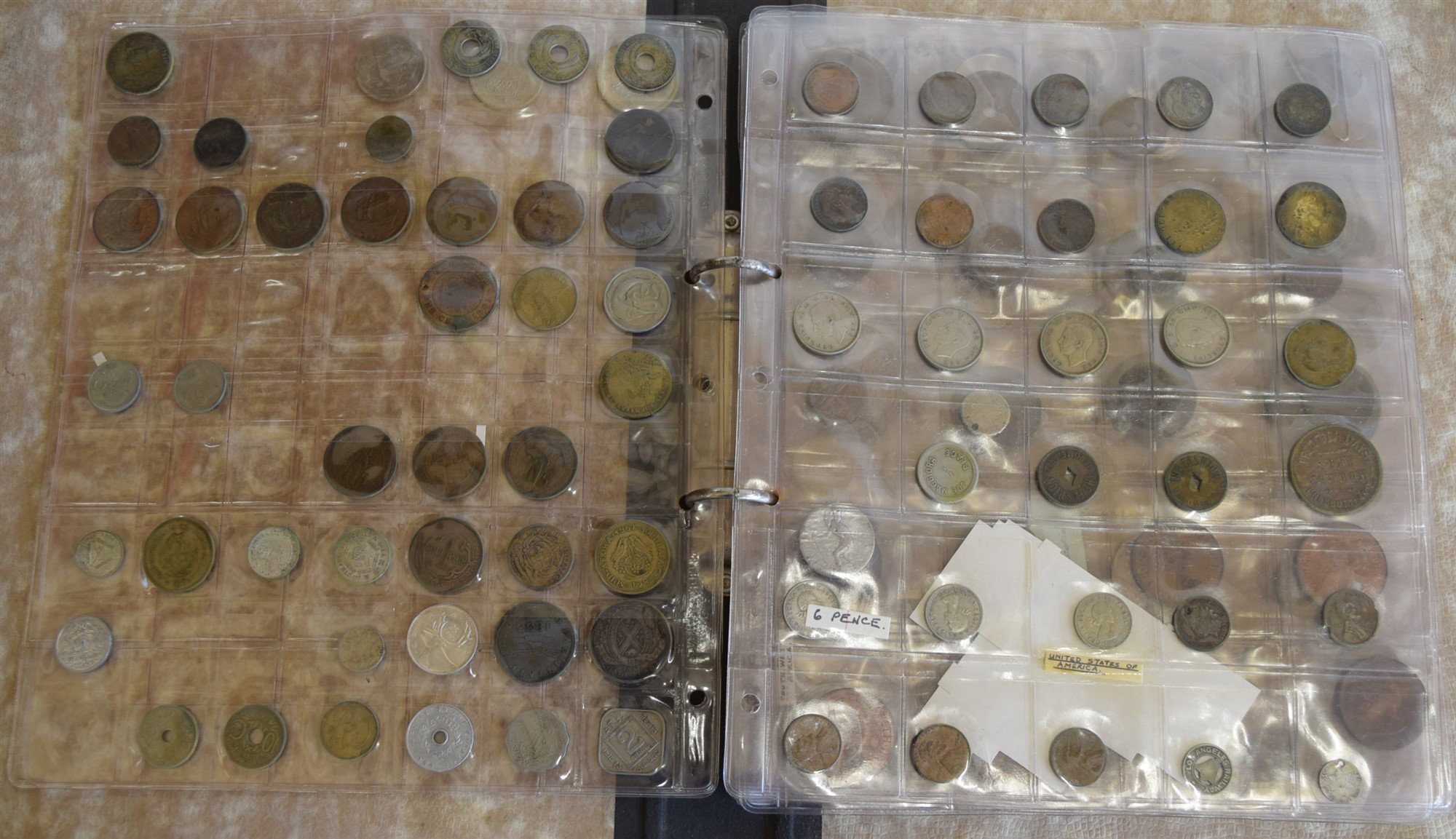 Two large albums of British and foreign world coins to include George II, III, V, VI, Victoria, - Image 11 of 20