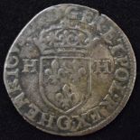 King Henry III (1574-1589), Douzain, 1577, silver, weight 2.37g, diameter 25mm, F.