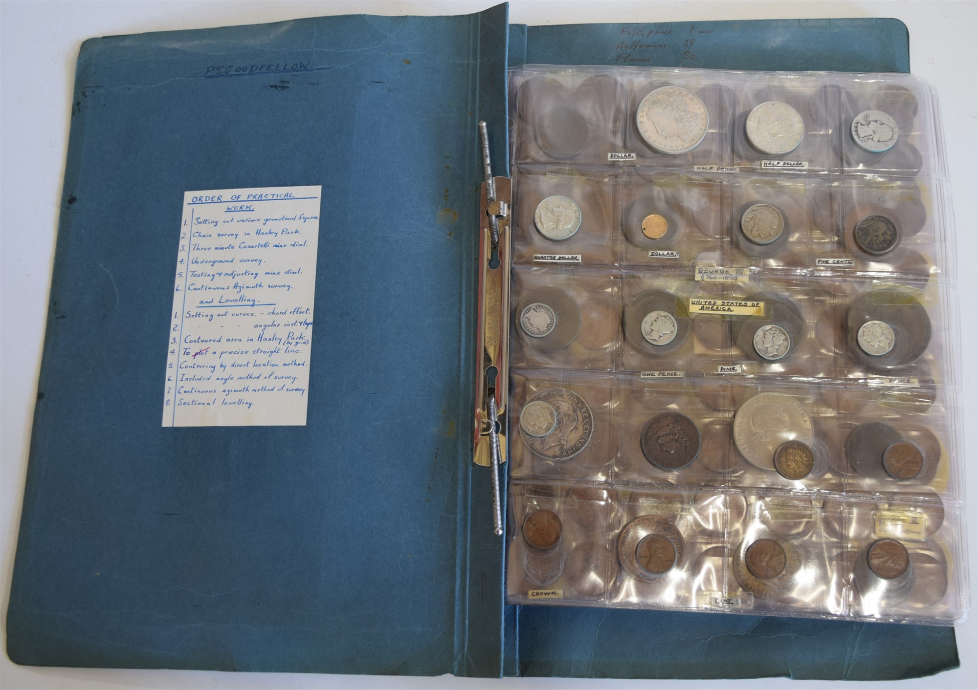 Two large albums of British and foreign world coins to include George II, III, V, VI, Victoria,