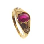 Victorian/Edwardian ruby and siamond set ring, size O, gross weight 4.8g Condition reports are not