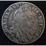 King William III, Sixpence, 1697, Third draped bust r. R. Small crowned cruciform shields, angles