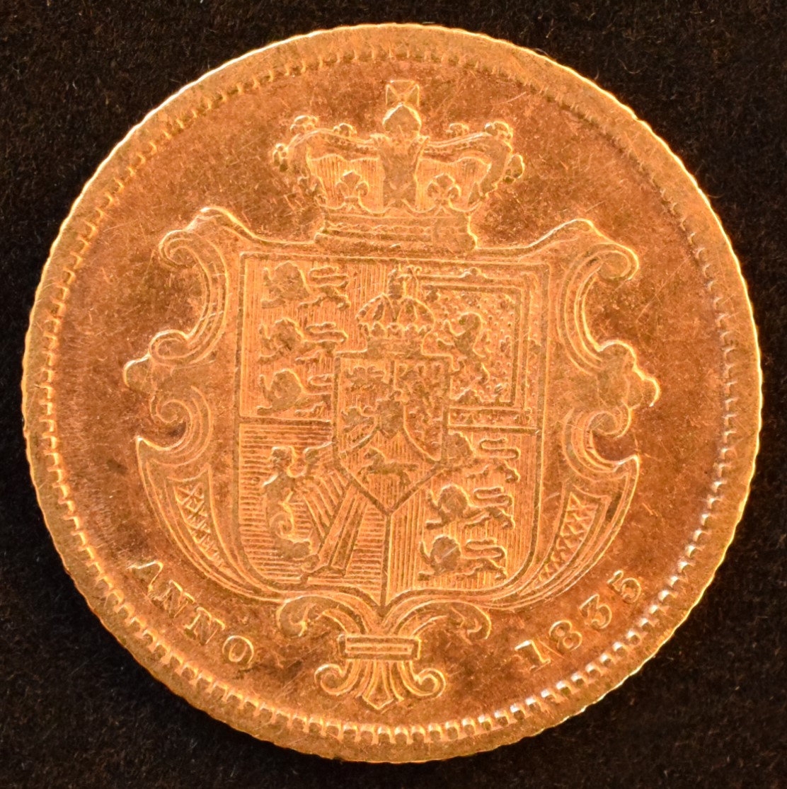 King William IV, Large-size Half-Sovereign, 1835, large size (19.4mm), bare head r. R. crowned - Image 2 of 2