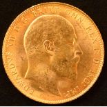 King Edward VII, Sovereign, 1910, Bare head r. R. St. George and dragon, London Mint, edge milled,