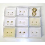 Nine assorted pairs of 9ct gold stud earings Condition reports are not available for our Interiors