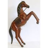 Modern model in lather of a prancing horse, 88cm tall Condition reports are not available for our