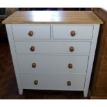 Modern painted chest of the short and three long drawers with oak tops Condition reports are not