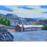 Paul Greer, 20th century, "Mining Village", unsigned, oil on board, 19 x 24.5cm, 7.5 x 9.5in.