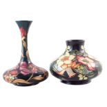 Two Moorcroft vases, one decorated with Golden Jubilee pattern after Emma Bossons, both seconds (