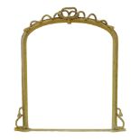 Victorian over mantle mirror with gesso frame, decorated with rope twist pediment, width 132cm (