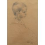 Harold Riley (1934-), Portrait of a young boy, signed and dated '69, charcoal drawing, 27.5 x