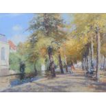 Bob Richardson (1938-), "Canalside Walk, Bruges", signed, titled on verso, pastel, 42 x 54.5cm, 16.5