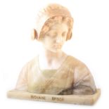 A 19th century marble and alabaster bust by Professor Giuseppe Bessi . The subject is 'Giovane