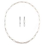 Tiffany Co. 18ct white gold 1837 edition necklace, length approx. 47.5cm, together with pair of
