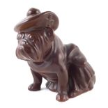 Royal Doulton Tam O'Shanter Bulldog , WW1 era, in drab green, 18cm high For a condition report