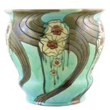 Minton secessionist jardinière, tube lined with stylised flowers, date code for 1905, No.12 to base,