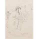 Harry Rutherford (1903-1985), Man at the bar, signed, pencil sketch, 17 x 12cm, 6.75 x 4.75in.