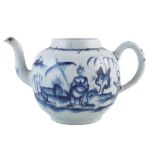 Extremely rare Lowestoft punch pot circa 1765 , painted with a lady sat under a parasol in under