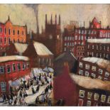 David Alderman, 20th/21st century, "Saturday Market, Northern Town", signed, titled and dated 15 Jan