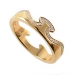 Georg Jensen 18ct yellow gold diamond set shaped band ring , the shaped band with border of small