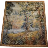 A 20th century tapestry depicting a rural landscape, looking out over a brook 162 x 145 cm. For a