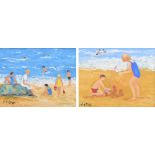 Charles M. Jones (1923-2008), "On The Beach, Summertime" and "Sandcastles", both signed and titled